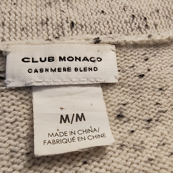Club Monaco Cashmere Blend Open Front Cardigan Sweater Cream Speckled Medium - Picture 11 of 11
